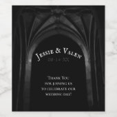 ゴシックアーチエレガントなウェディングダークブラック&ホワイト ワインラベル (シングルラベル)