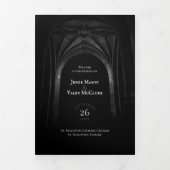 ゴシックアーチエレガントなウェディングダークブラック&ホワイト 三つ折りプログラム (カバー)