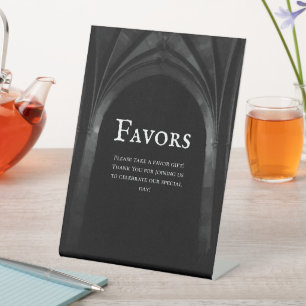 ゴシックアーチエレガントなウェディングダークブラック&ホワイト 台座サイン