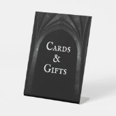 ゴシックアーチエレガントなウェディングダークブラック&ホワイト 台座サイン (正面)