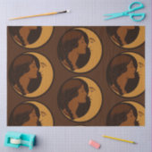 ゴシックアートデコの少女と三日月デコパージュ 薄葉紙 (クラフト)