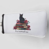 ゴシックアートブラックキャットアンティークブックスクリムゾンバラ ゴルフヘッドカバー (正面)