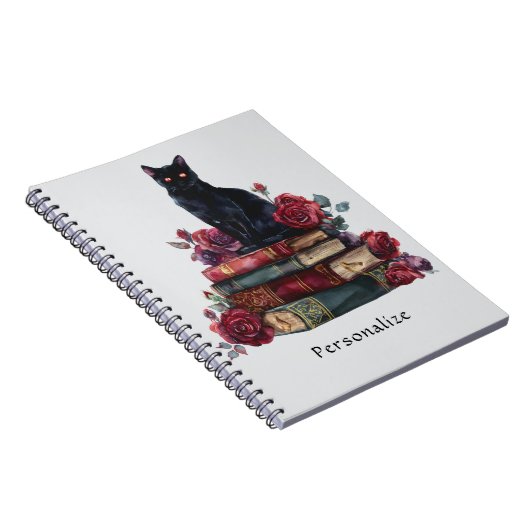 ゴシックアートブラックキャットアンティークブックスクリムゾンバラ ノートブック (右側)