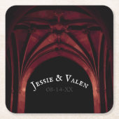 ゴシックア結婚ーチの暗赤色 スクエアペーパーコースター (正面)