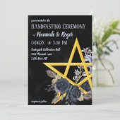 ゴシックウィッカ信者ブラックバラ水彩ハンドスティング 招待状 (スタンド正面)