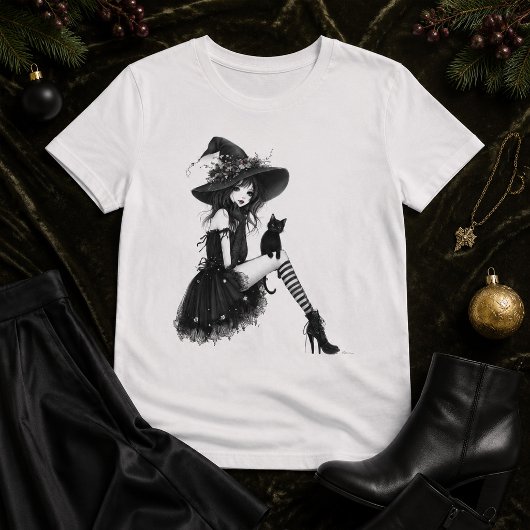 ゴシックウィッチの静寂 - ウィッチコアの暗いエレガンス Tシャツ