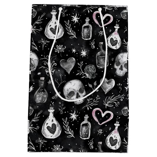 ゴシックウィッチクラフトラブポーションスカルハート ミディアムペーパーバッグ (裏面)