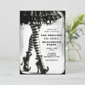 ゴシックウィッチストライプのレッグ白黒ハロウィーン 招待状 (スタンド正面)