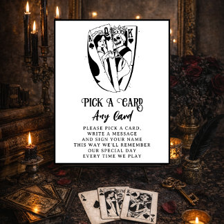ゴシックウェディングゲストブックサイン Pick A Card Any Card ポスター