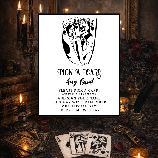 ゴシックウェディングゲストブックサイン Pick A Card Any Card ポスター