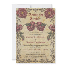 ゴシックウェディング招待状 - ダークフラワーズ ヴィンテージ