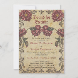 ゴシックウェディング招待状 - ダークフラワーズ ヴィンテージ 招待状