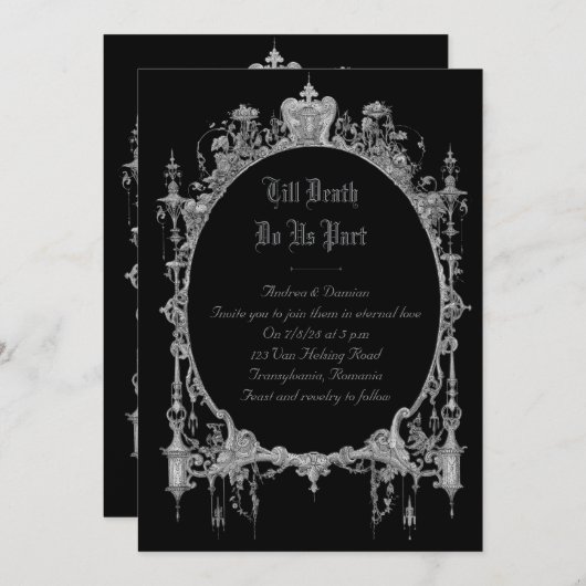 ゴシックウェディング招待状｜死ぬまであなたと  招待状 (正面/裏面)