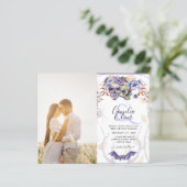 ゴシックウェディング招待状 紫 オレンジ ドクロ (スタンド正面)