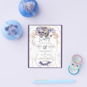 ゴシックウェディング招待状 紫 オレンジ ドクロ チラシ (シングル)