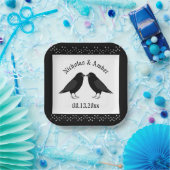 ゴシックウェディング キスする黒いフクロウ オーダーメイド ペーパープレート (パーティー)