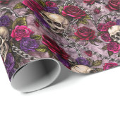 ゴシックウェディング スカルとバラ ラッピングペーパー (ロールコーナー)