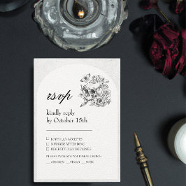 ゴシックウェディング スカル 死ぬまで一緒RSVP 出欠カード