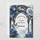 ゴシックウェディング ブラック ブルー ローズ アーチ オルタナティブ 招待状 (正面)