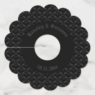 ゴシックウェディング 翼のあるハート オーダーメイド ワイングラスタグ