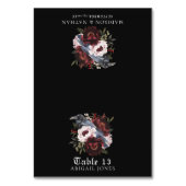 ゴシックウォーターカラーレイヴン花束 ウェディングプレイスカード テーブルナンバー (正面)