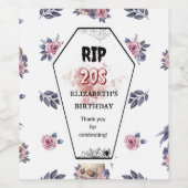 ゴシックウォーターカラーRIP誕生日棺スカルRaven ワインラベル (シングルラベル)