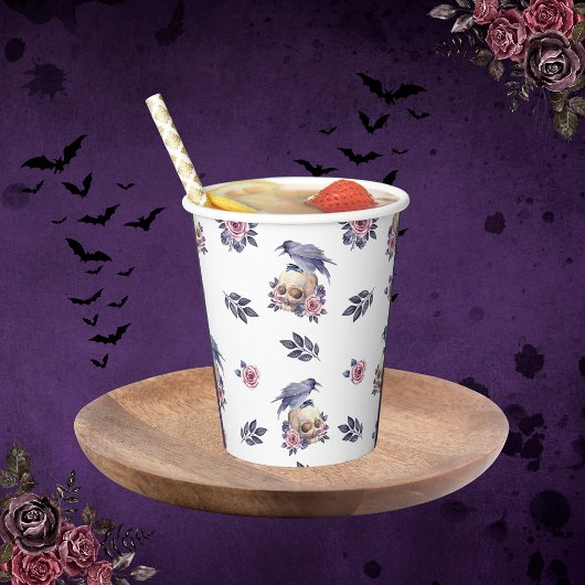 ゴシックウォータースカルバラ&レイヴンデザイン 紙コップ