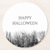 ゴシックウッズハローウィンパーティ白黒 ラウンドペーパーコースター (正面)