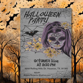 ゴシックウーマンゾンビホラー大人ハロウィーン招待状 招待状