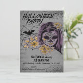 ゴシックウーマンゾンビホラー大人ハロウィーン招待状 招待状 (スタンド正面)