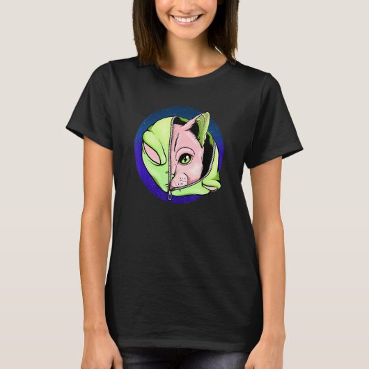 ゴシックエイリアンキャットシェーフィフター気化波 Tシャツ (正面)
