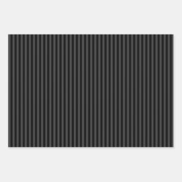 ゴシックエステティックマットブラック&グレーストライプの ラッピングペーパーシート