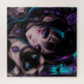 ゴシックエモ | アニメの少女と猫 ジグソーパズル (横)