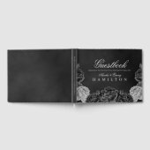 ゴシックエレガンスグレーモノクロバラ結婚ズ ゲストブック (全面)