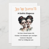 ゴシックエレガンスハロウィーン招待状 – ツインレディース 招待状 (正面/裏面)