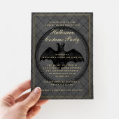 ゴシックエレガントこうもりハロウィーン衣装パーティー金ゴールド 箔招待状