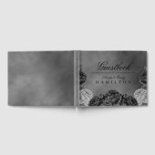 ゴシックエレガントグレー水色バラ結婚ズ ゲストブック (全面)