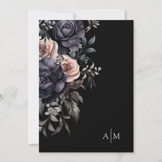 ゴシックエレガントバラフローラ結婚ズ 招待状 (裏面)