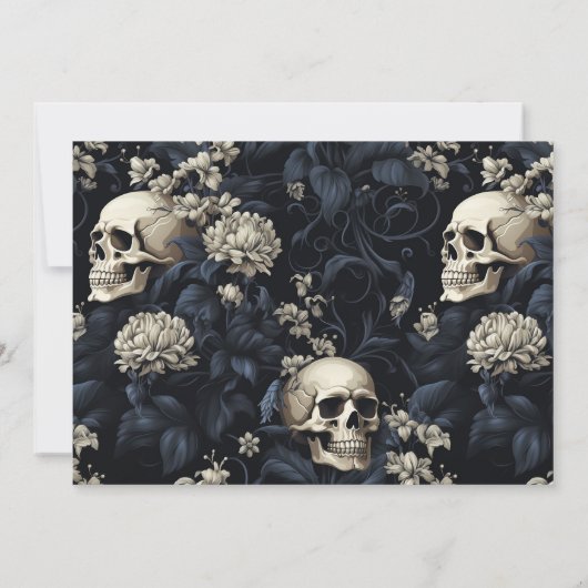 ゴシックエレガントフローラスカルダーク結婚ズ セーブザデート (裏面)