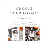 ゴシックエレガントフローラスカルハロウィーン 招待状