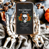 ゴシックエレガントフローラスカルハロウィーン 招待状