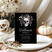 ゴシックエレガントフローラスカルハロウィーン 招待状