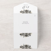 ゴシックエレガントフローラバラQRコード結婚s オールインワン招待状 (外側)