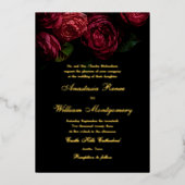 ゴシックエレガントフローラブラック&金ゴールドズ結婚ズ 箔招待状 (正面)