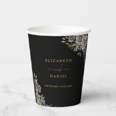 ゴシックエレガントフローラ黒と金ゴールド結婚ズ 紙コップ (裏面)