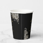 ゴシックエレガントフローラ黒と金ゴールド結婚ズ 紙コップ (右)