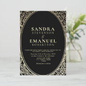 ゴシックエレガントブラックと金ゴールド結婚ズ 招待状 (スタンド正面)