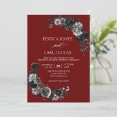 ゴシックエレガントブラックウォーター色フラワーバラ 招待状 (スタンド正面)