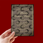 ゴシックエレガントムーンハロウィーンの衣装パーティー金ゴールド 箔招待状