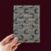 ゴシックエレガントムーンハロウィーンの衣装パーティー 箔招待状